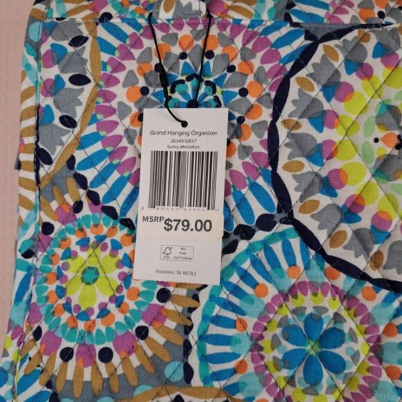 Vera Bradley Grand Hanging Organizer Travel Cosmetics Handles Sunny Medallion - Picture 6 of 12